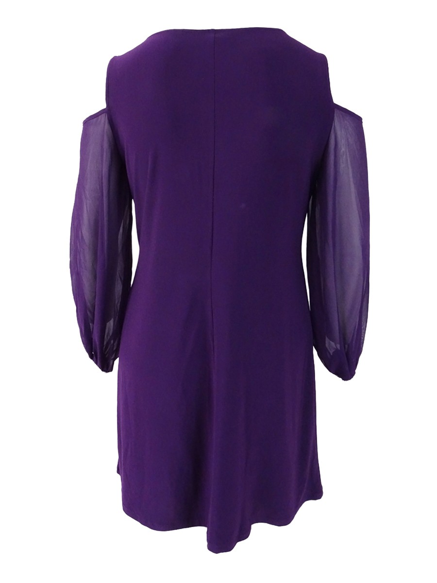 MSK Women’s Embellished Cold-Shoulder Cocktail Dress (6, Plum)