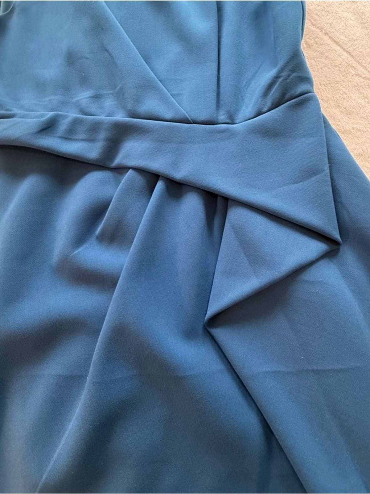 Halston Heritage modern, elegant Sapphire Blue Draped Sheath Dress Size 12