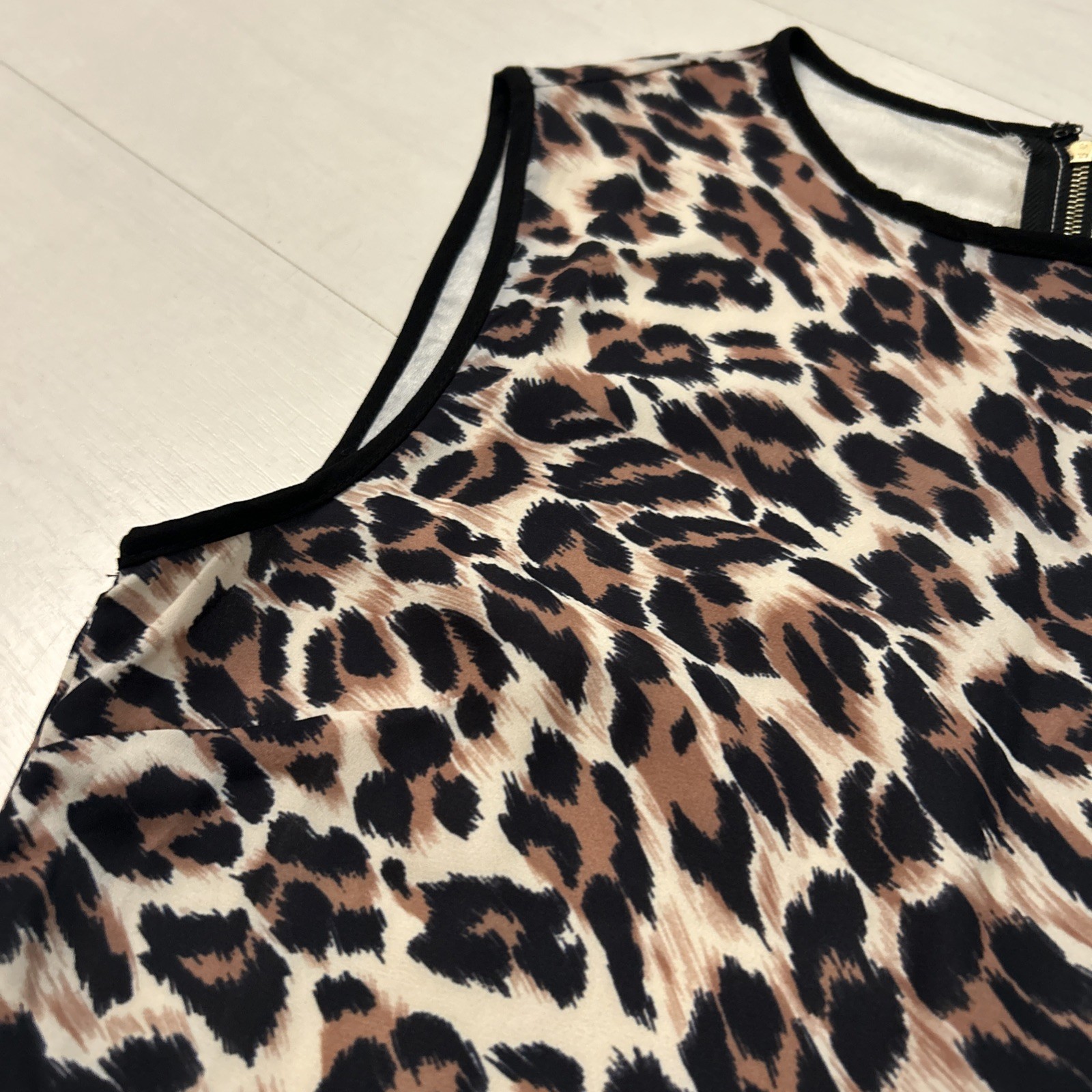 Izabel London Leopard Print Lightweight Pleated Dress New Tags Defects Sz 10