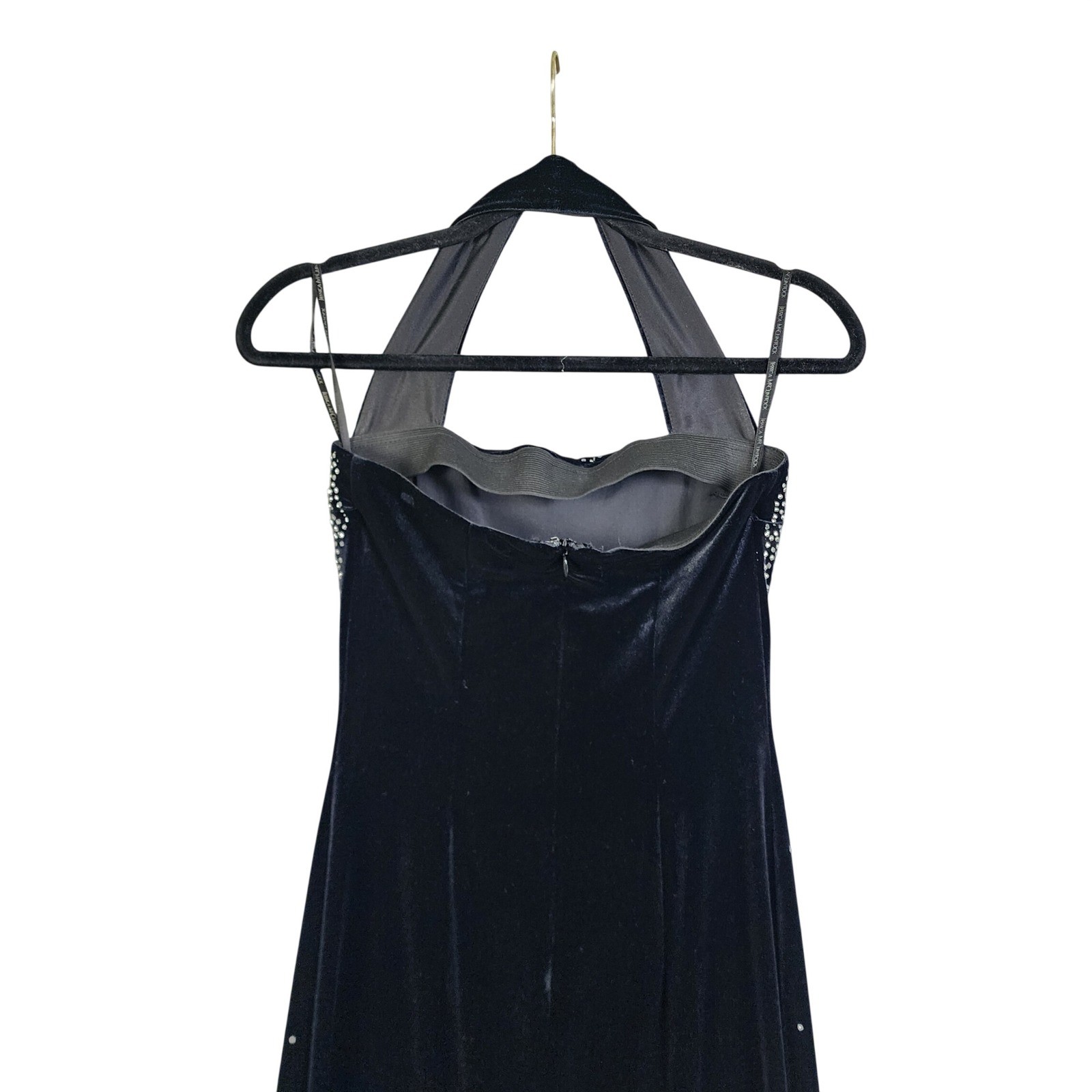 Scott McClintock Millennium 2000 Black Velvet Rhinestone Halter Gown Size 2 Y2K