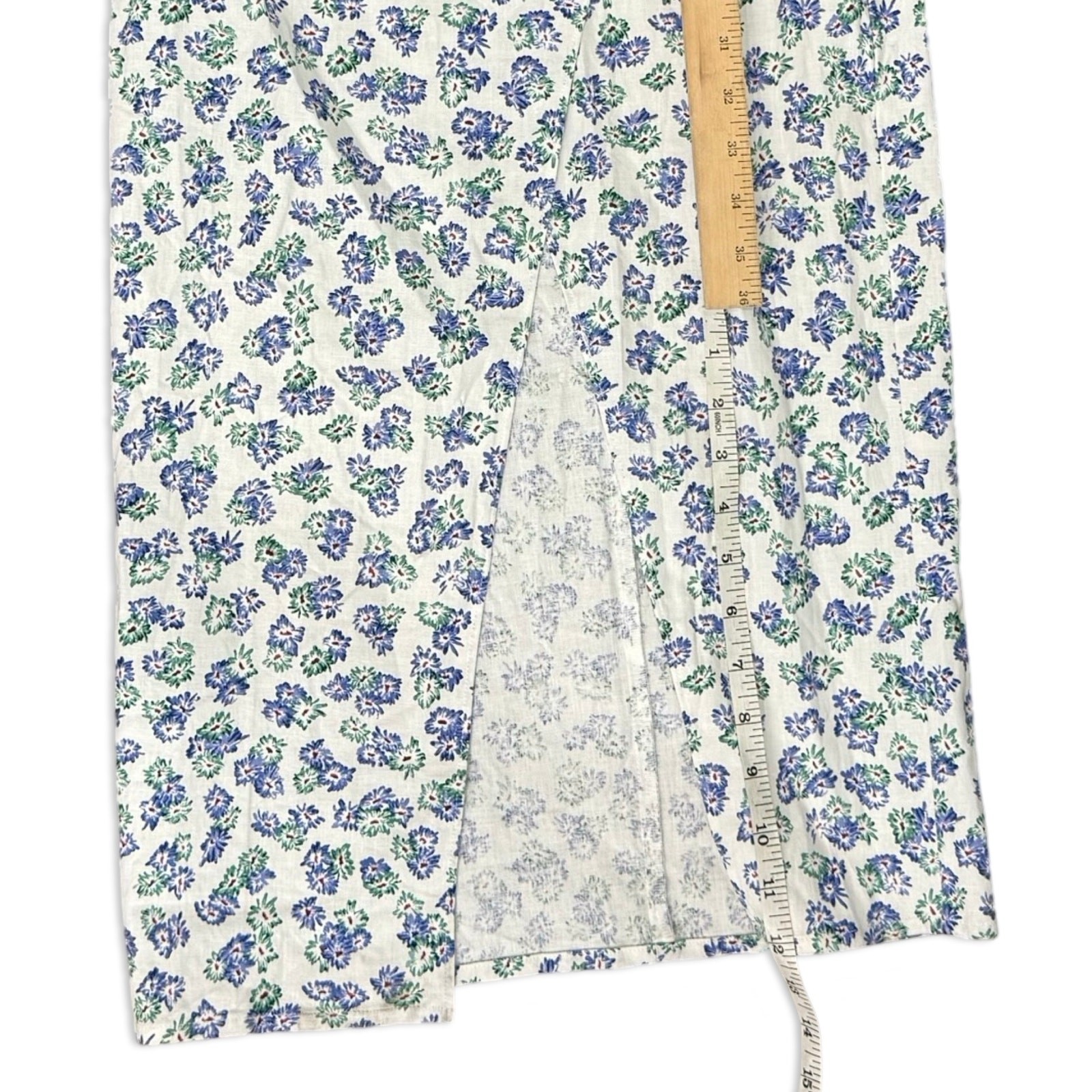 Zara White Blue Green Floral Cross Strap Front Slit Midi Dress size XS NEW Tags