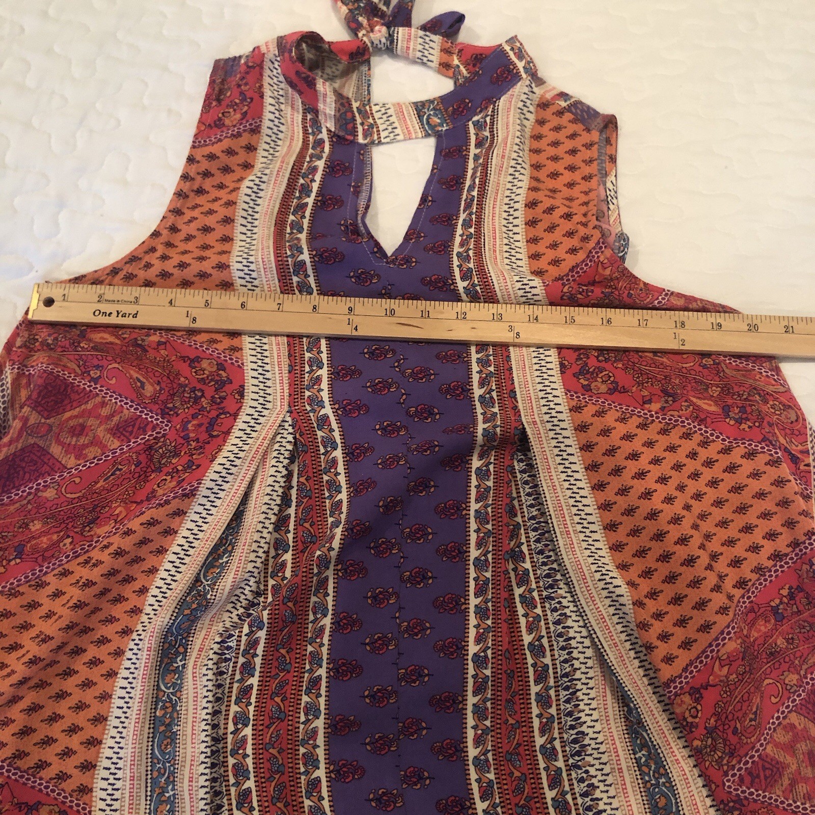 Jodifl Womens Small Bohemian Vibrant Patchwork Swing Shift Dress