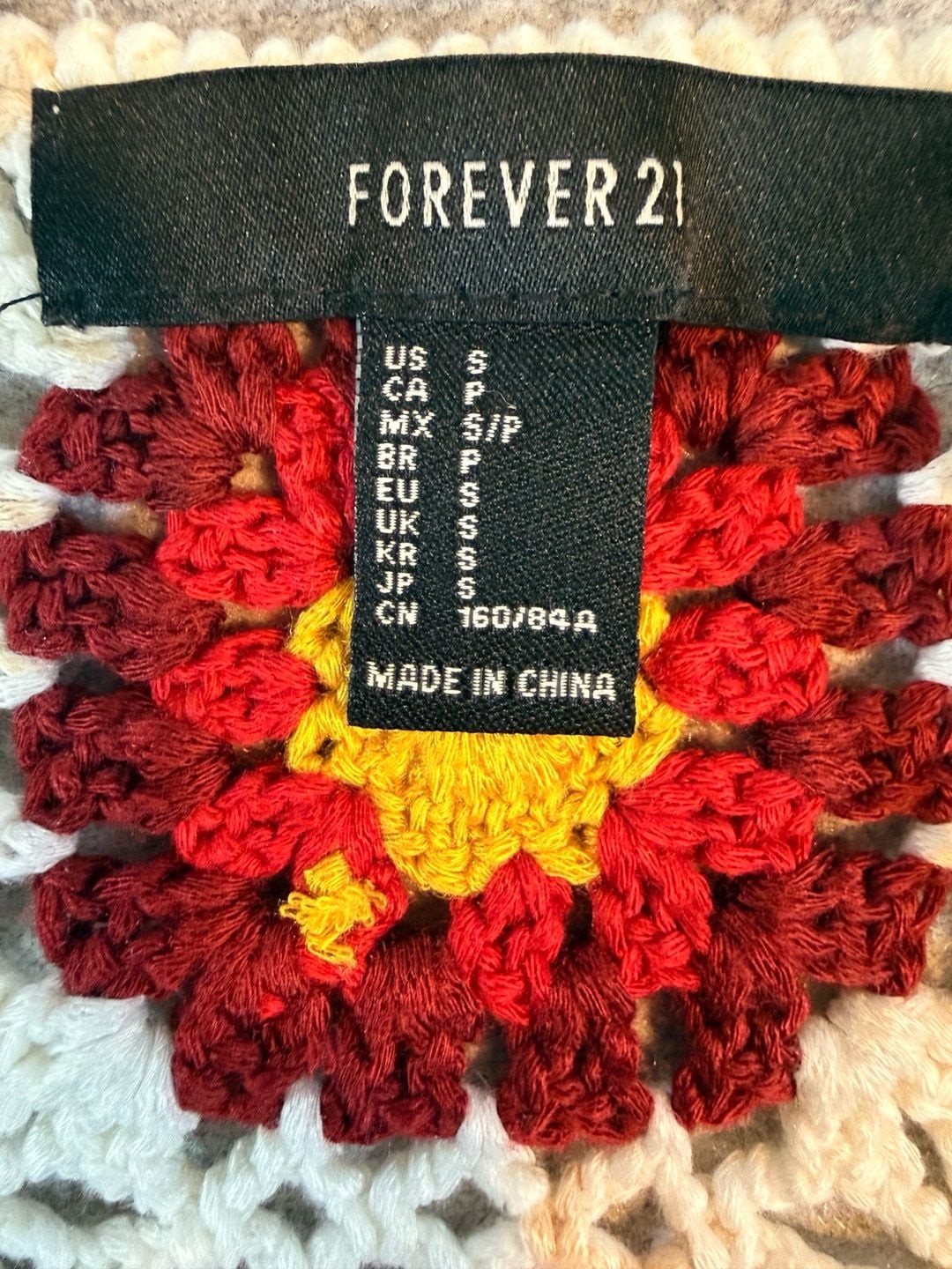 Forever 21 Multi-Color Granny Square Crochet Mini Dress Small