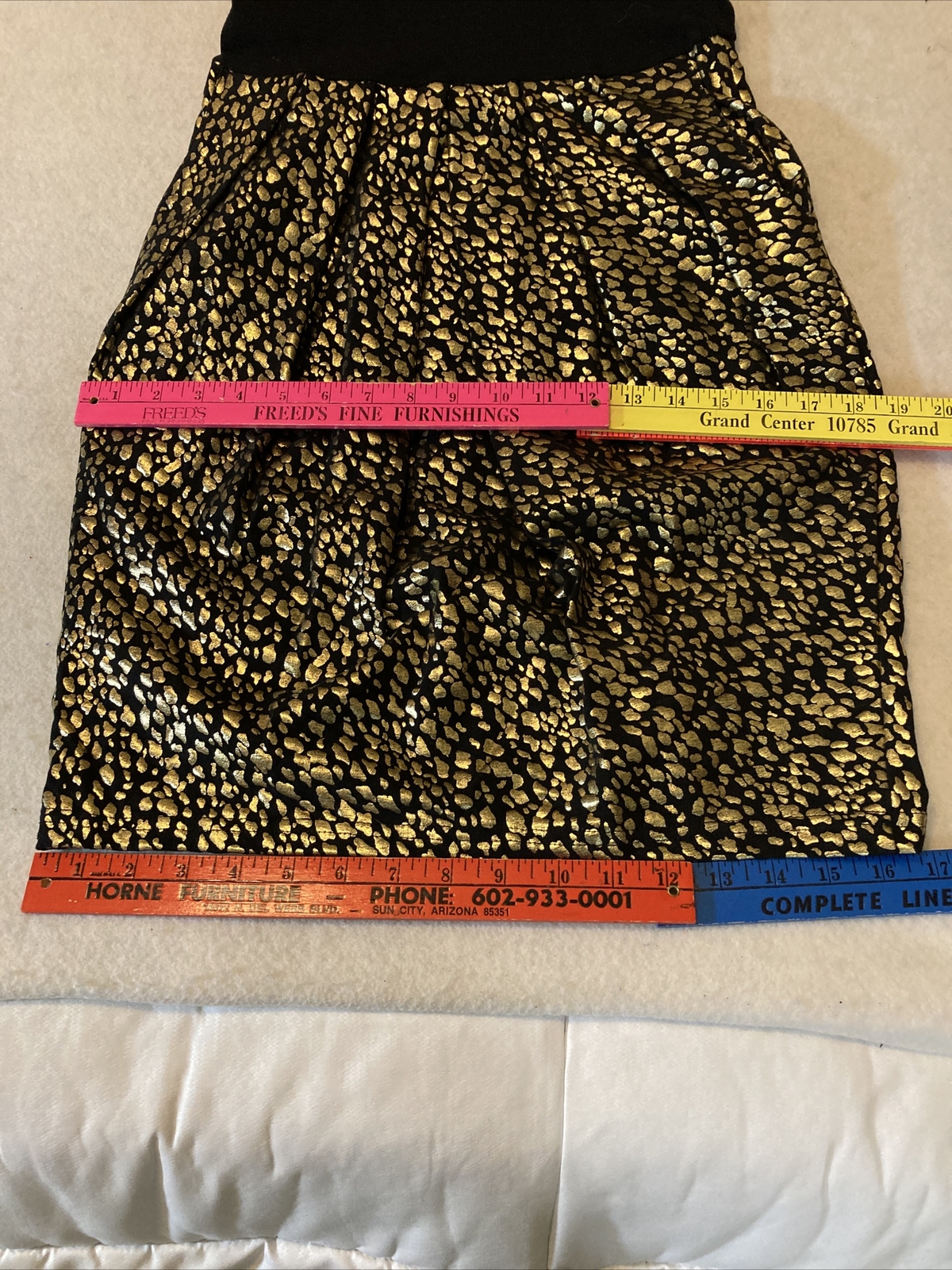 Strapless TapeMeasure Dress Animal Print Bottom Black Top SZ S USA Sexy