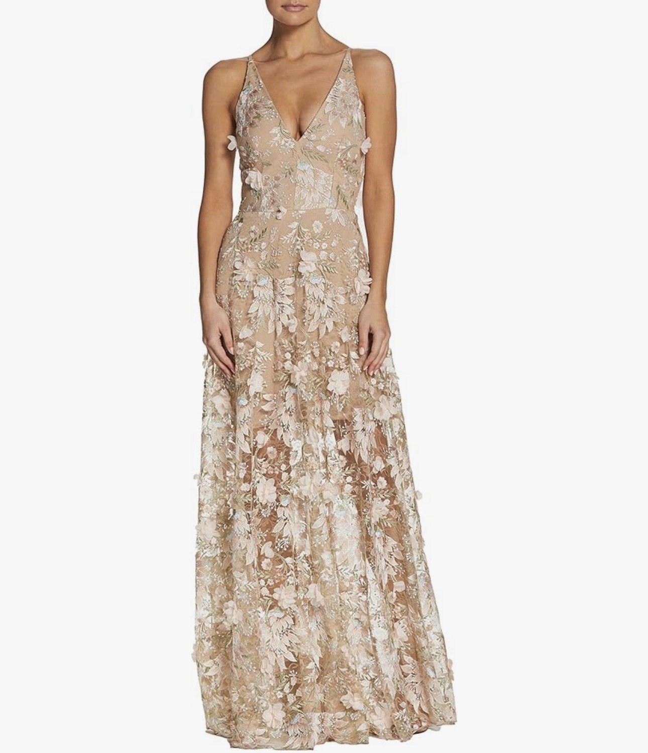 NWT Dress The Population $328 Size Small Sidney Fit Flare Maxi Dress Pink Floral