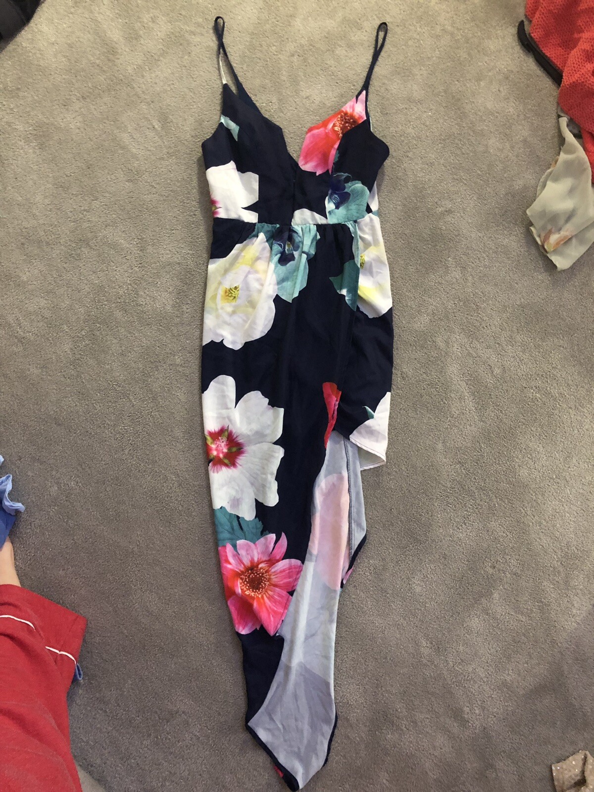 Womens Asos Ginger fizz Dress Size 8 Dipped Hem Floral Thin Straps