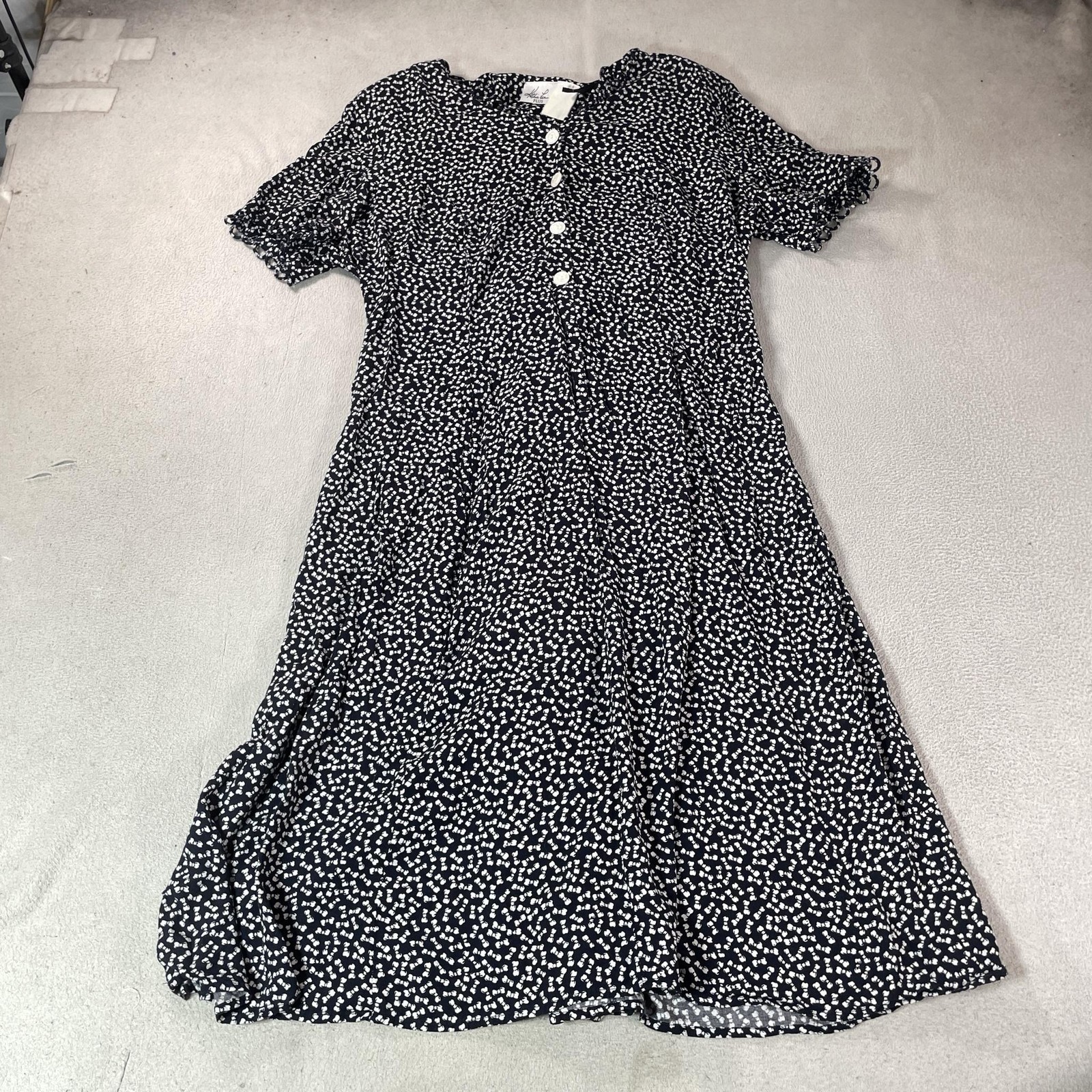 Vintage Kathie Lee Dress Womens Medium Blue Floral Cottagecore Prairie Modest