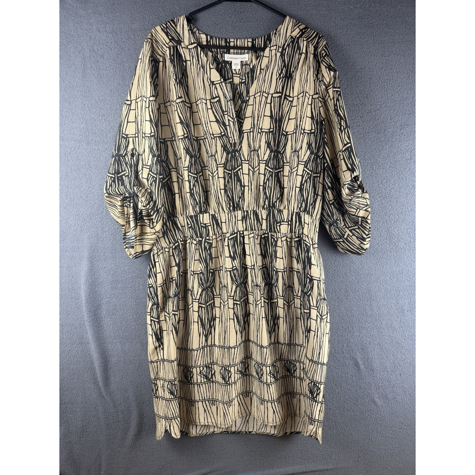Coldwater Creek roll sleeve midi dress Size 16 NWT Southwestern Aztec