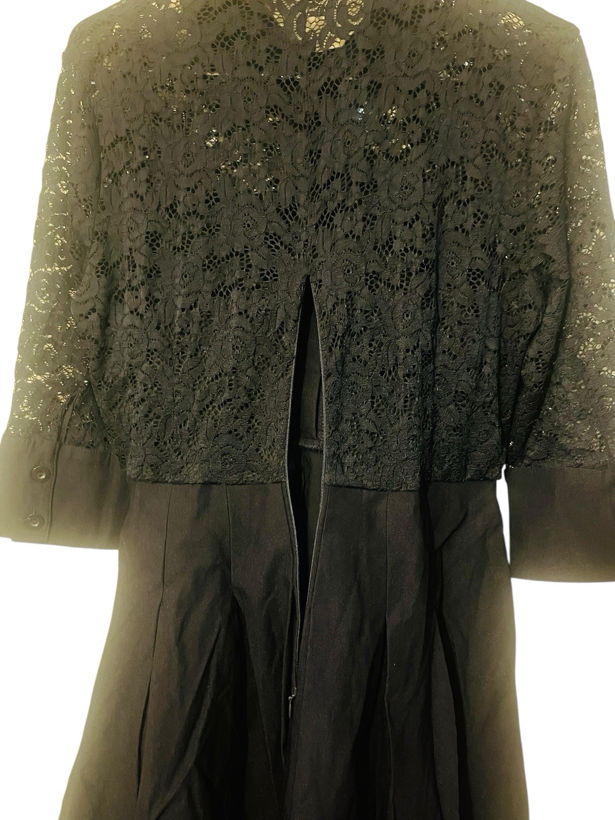 Miusol Blue Lace A Line Button Front Belted Collar Dress Size Large
