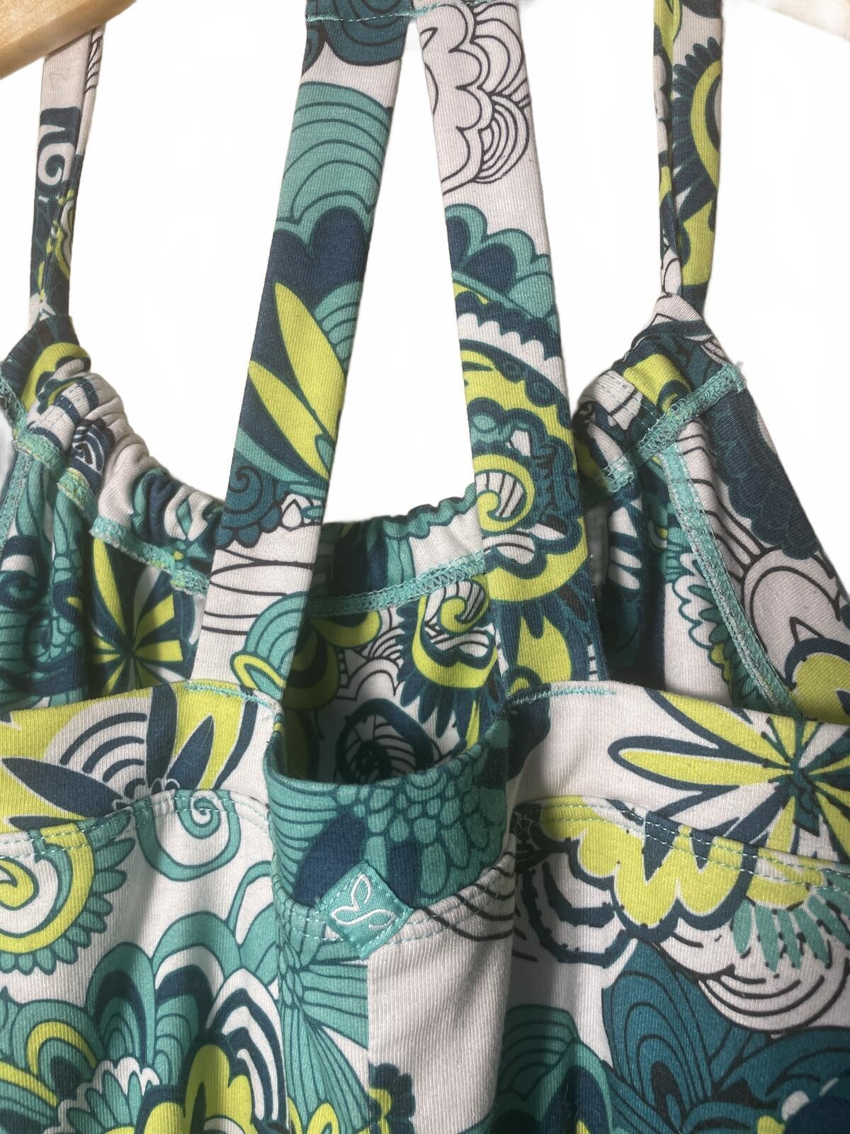 Prana Breathe Floral Skull Halter Midi Dress Women’s Small Blue Green Summer