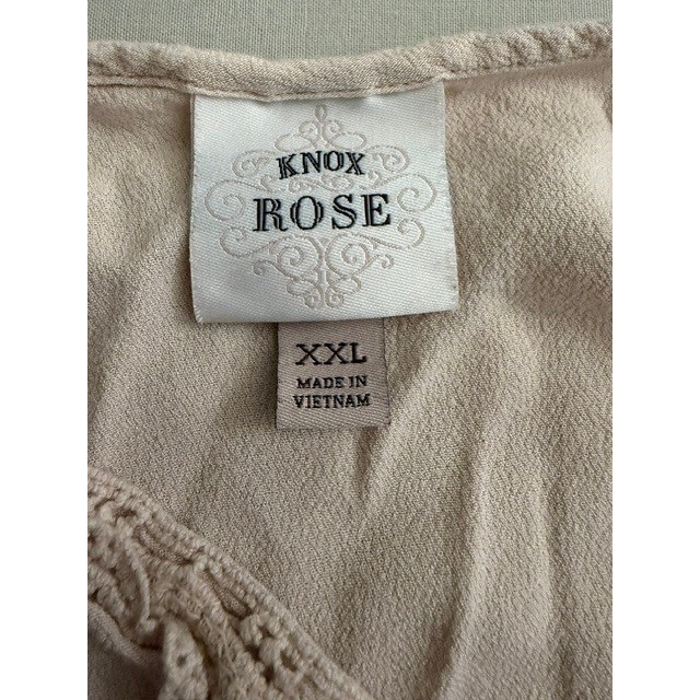 Knox Rose Womens XXL Beige Boho Lace Trim Bell Sleeve Empire Waist Dress 0207