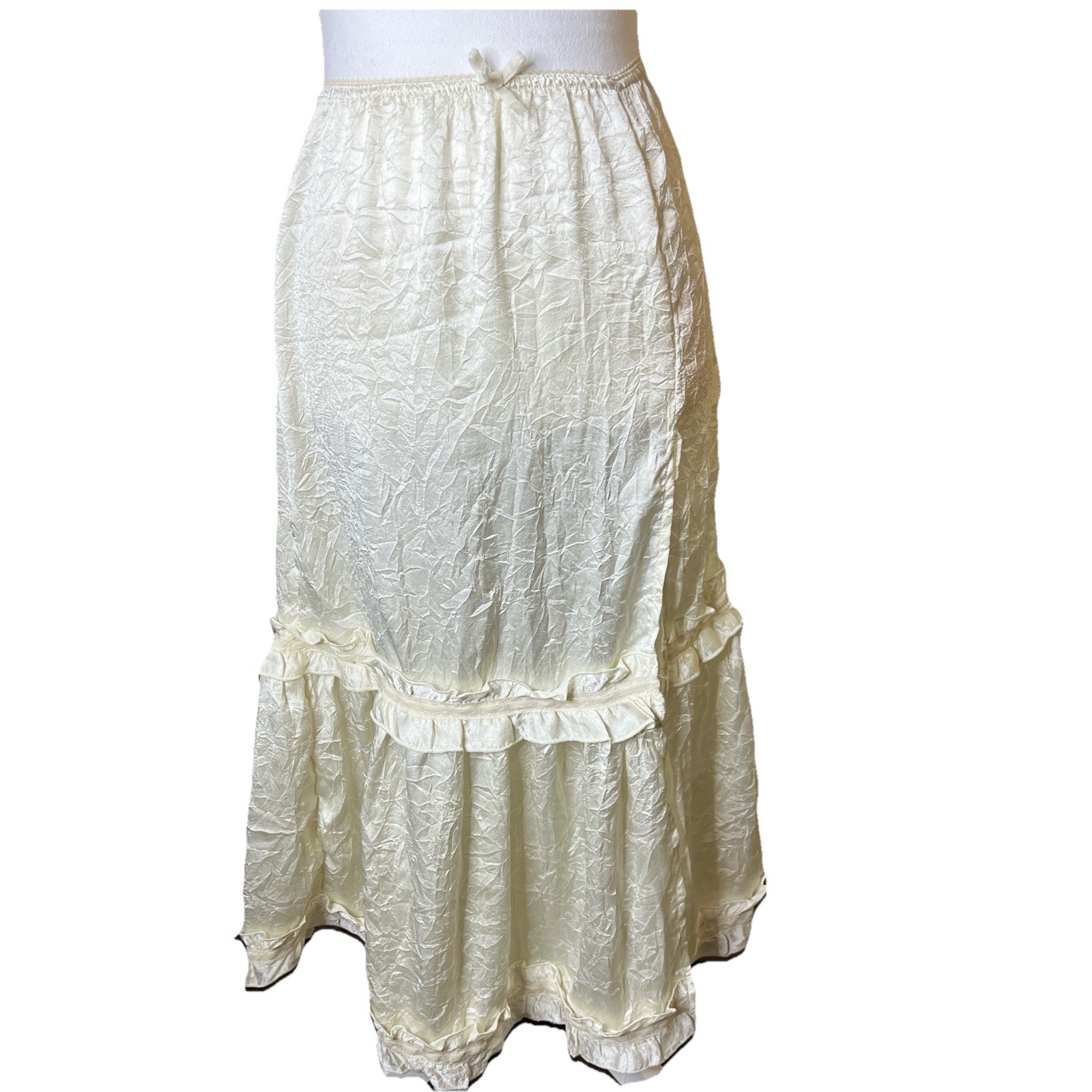 urban outfitters Women’s Lightweight Crinkled Fabric Midi Skirt Ruffles Slit S/p