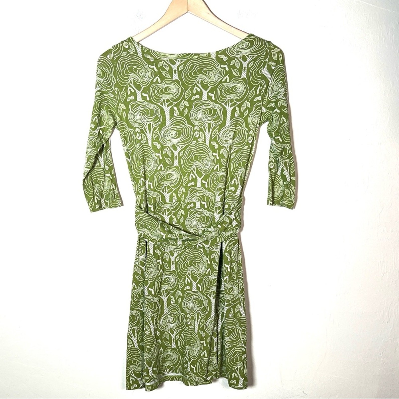 Blue Platypus green tree and acorn print dress size XS B178