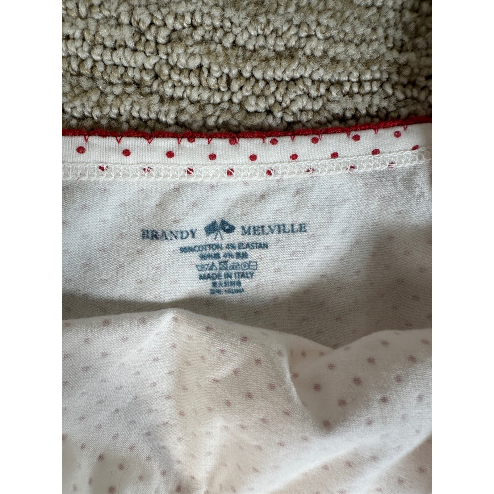 Brandy Melville White Red Polka Dot Scallop Coquette Mini Dress Cotton Italy