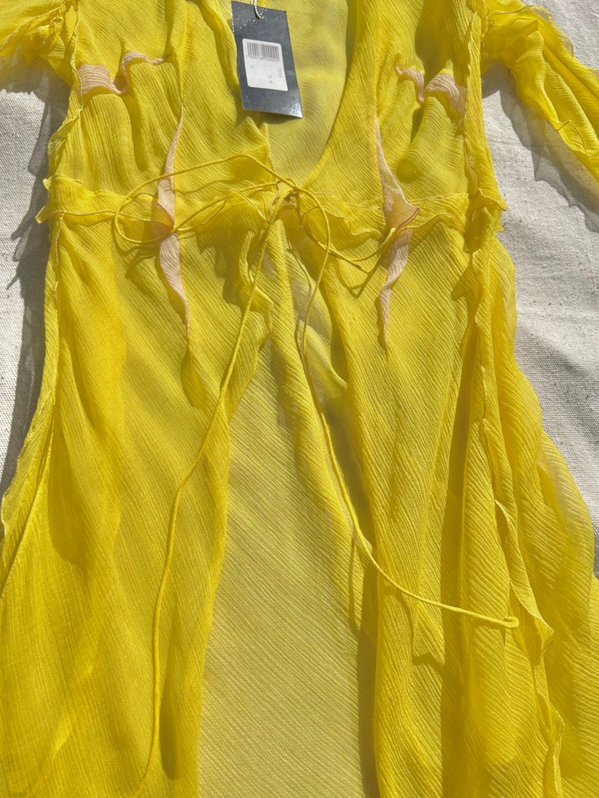 Fendi Spring/Summer 2000 Yellow Ruffle Silk Dress Duster Coverup – IT 42