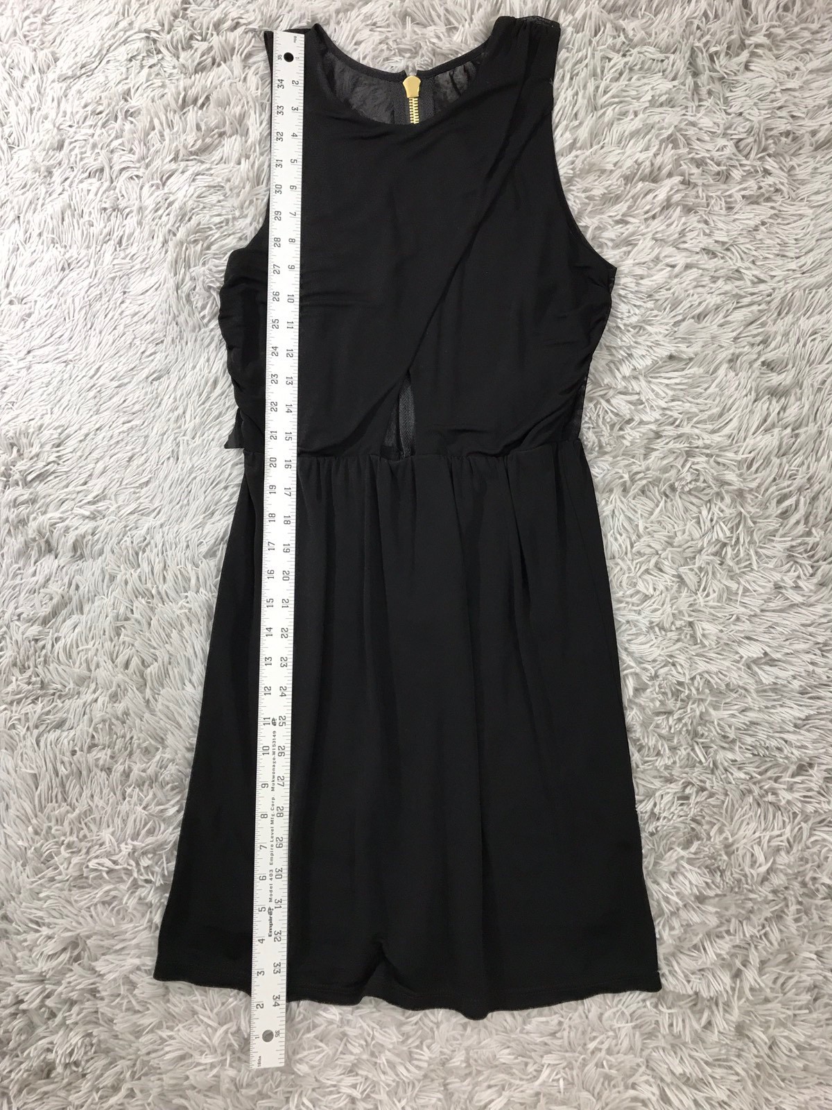 Guess by Marciano Black Cutout Faux Wrap Sheer Back Dress Medium Stretch