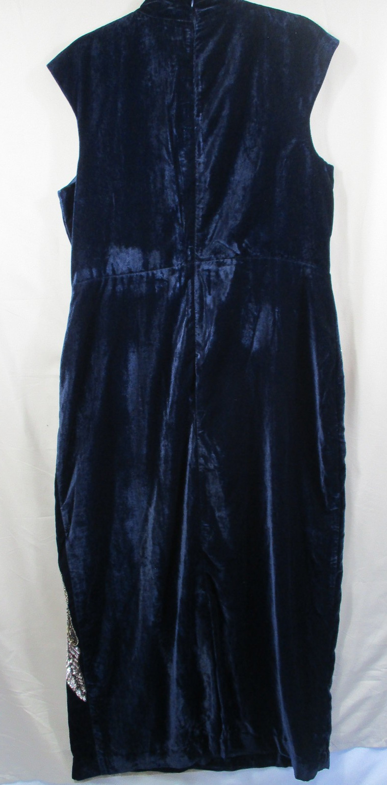 -NWT Coast Large Scale Embellished Floral Velvet Midi Dress Sequin Navy Sz 14