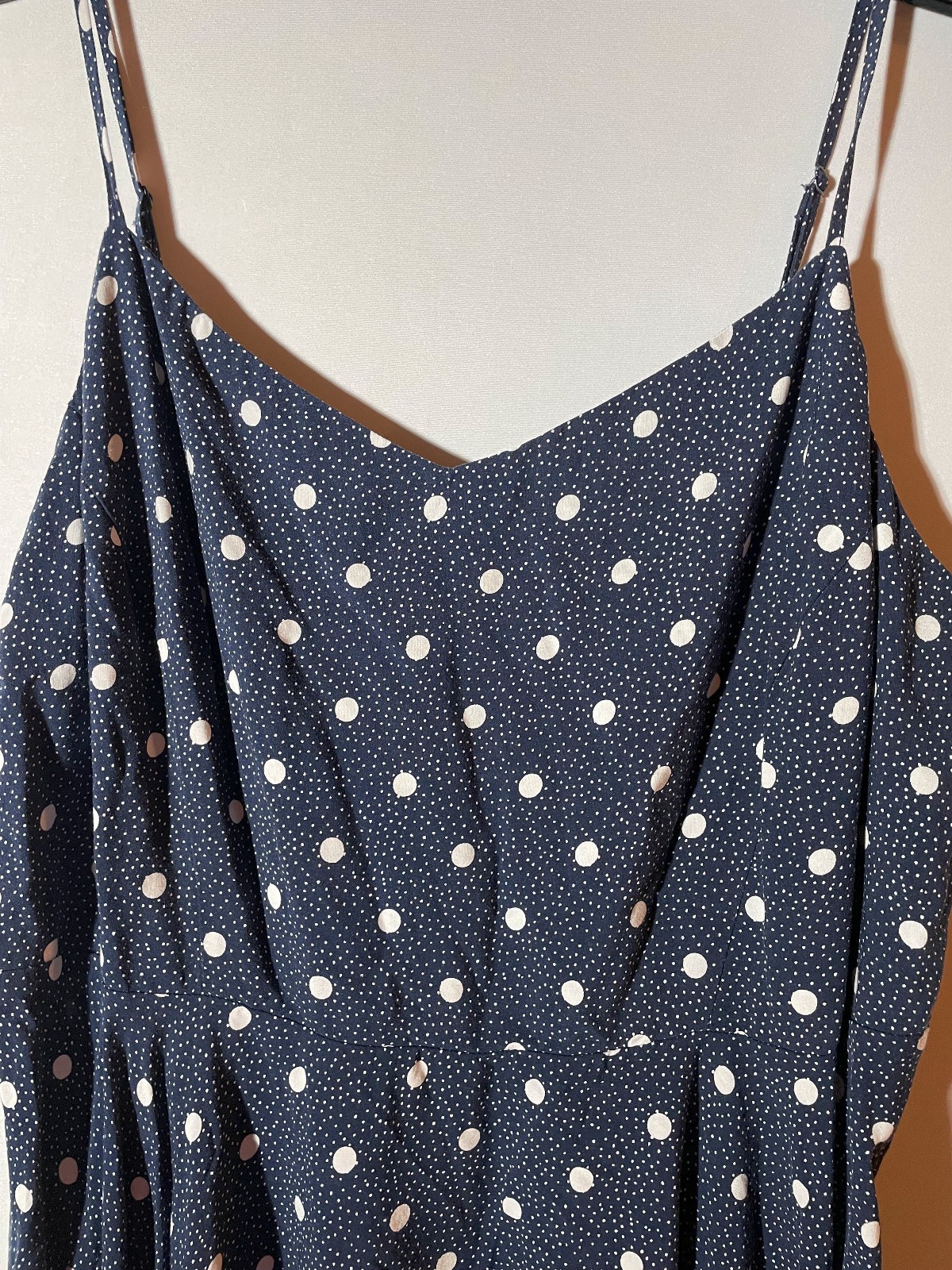 Old Navy Spaghetti Strap Cami Sundress Size XL Navy with White Polka Dots