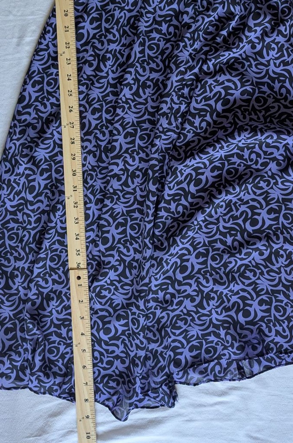 VTG IFI Purple & Black Vine Print Blouson Short Sleeve Midi Dress Women’s 18 EUC