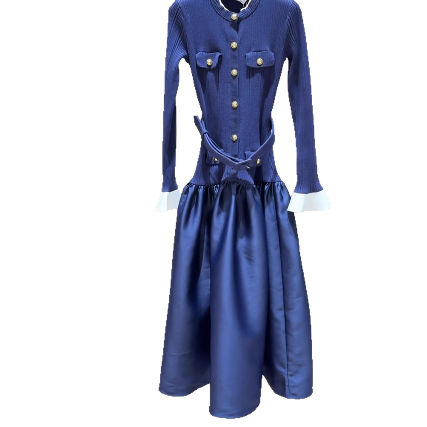 Self-Portrait Womens Autumn Winter New Temperament Knitted Satin Dress
