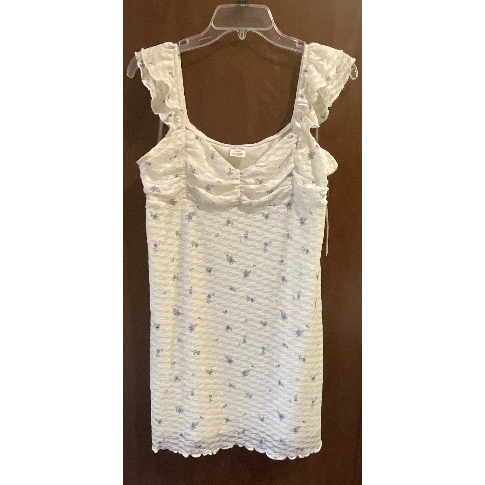 No Boundaries Double Ruffle Ruched Mini Dress, Women’s size L H-033