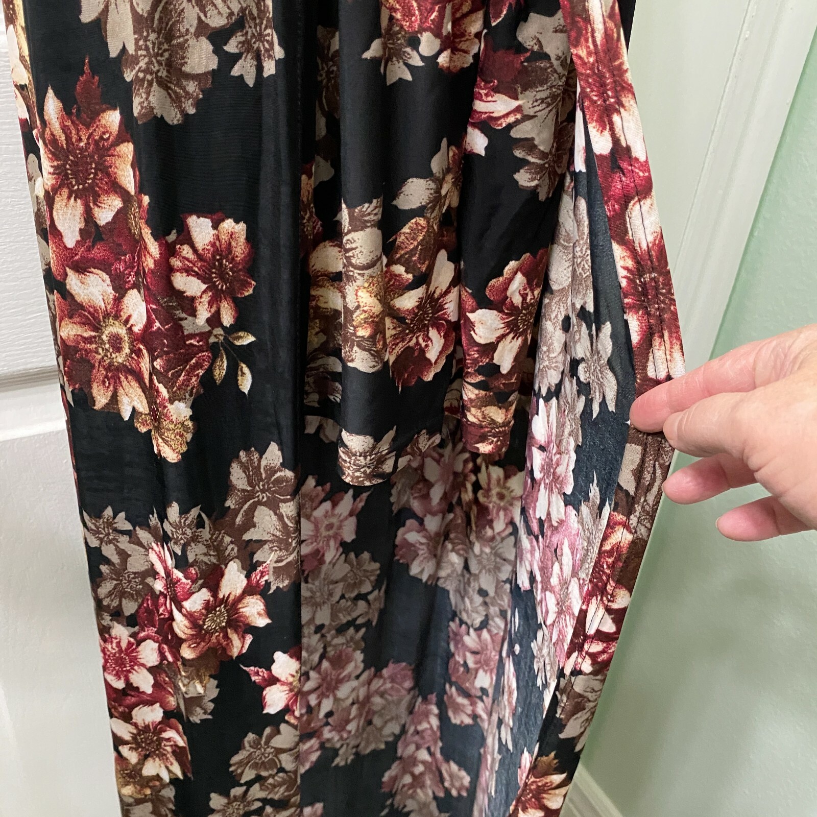 Peasant Maxi Dress Silk Blend High Low Floral Split Built In Shorts Woman’s XXL
