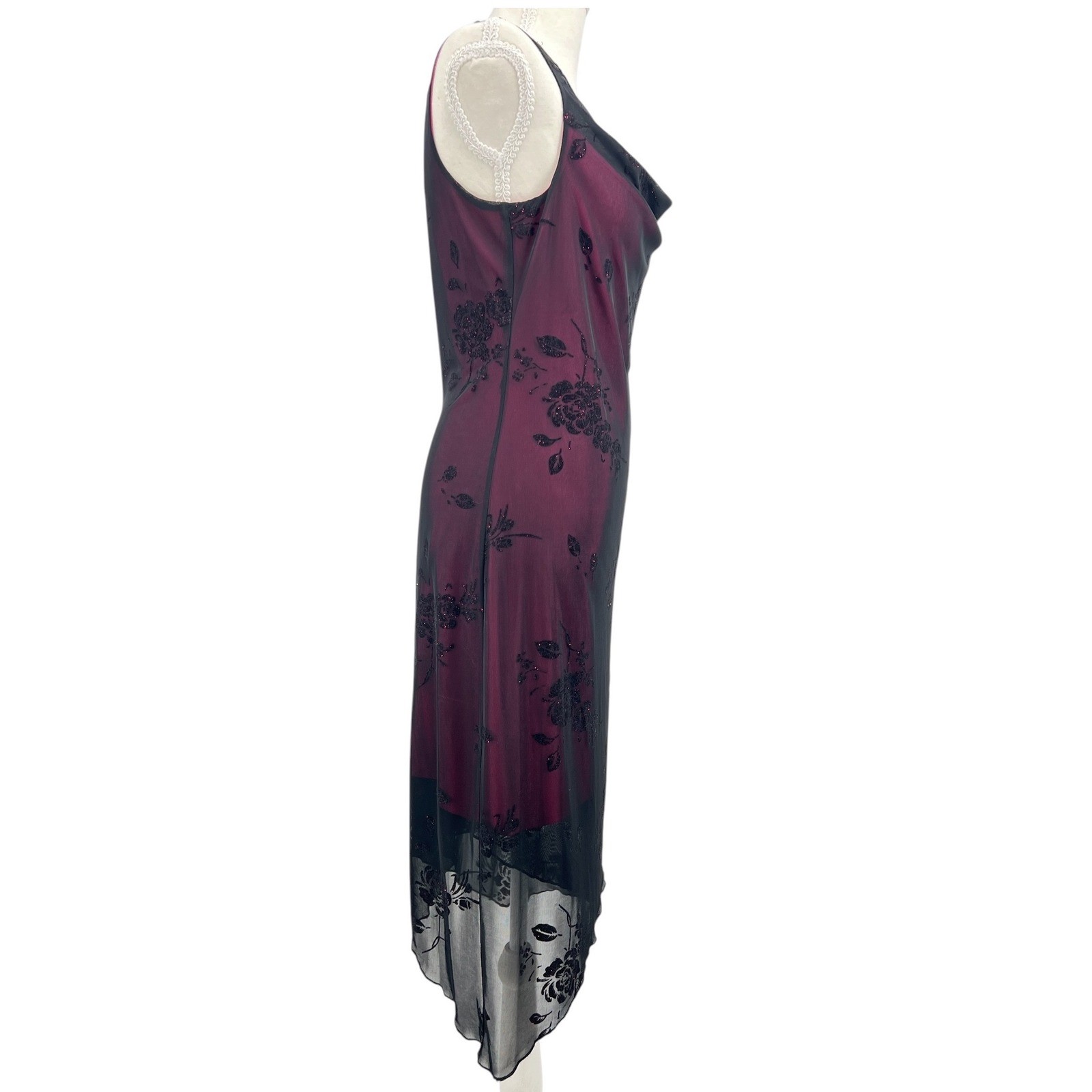 Byer Too Y2K Black Lace Pink Slip Dress Whimsigoth Dark Coquette Fairy Goth