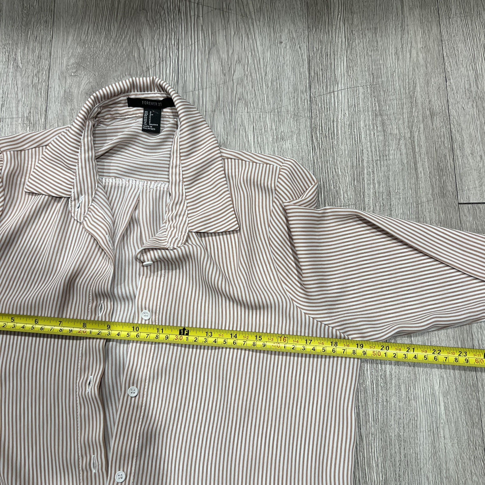 Forever 21 Brown and Beige Striped Long Sleeve Shirt Dress Women’s Size Small
