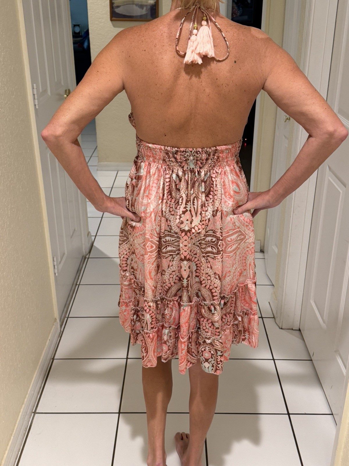 Zury Silk Blend Boho Summer Dress V-Neck, One Size, Fits S/M . NWT