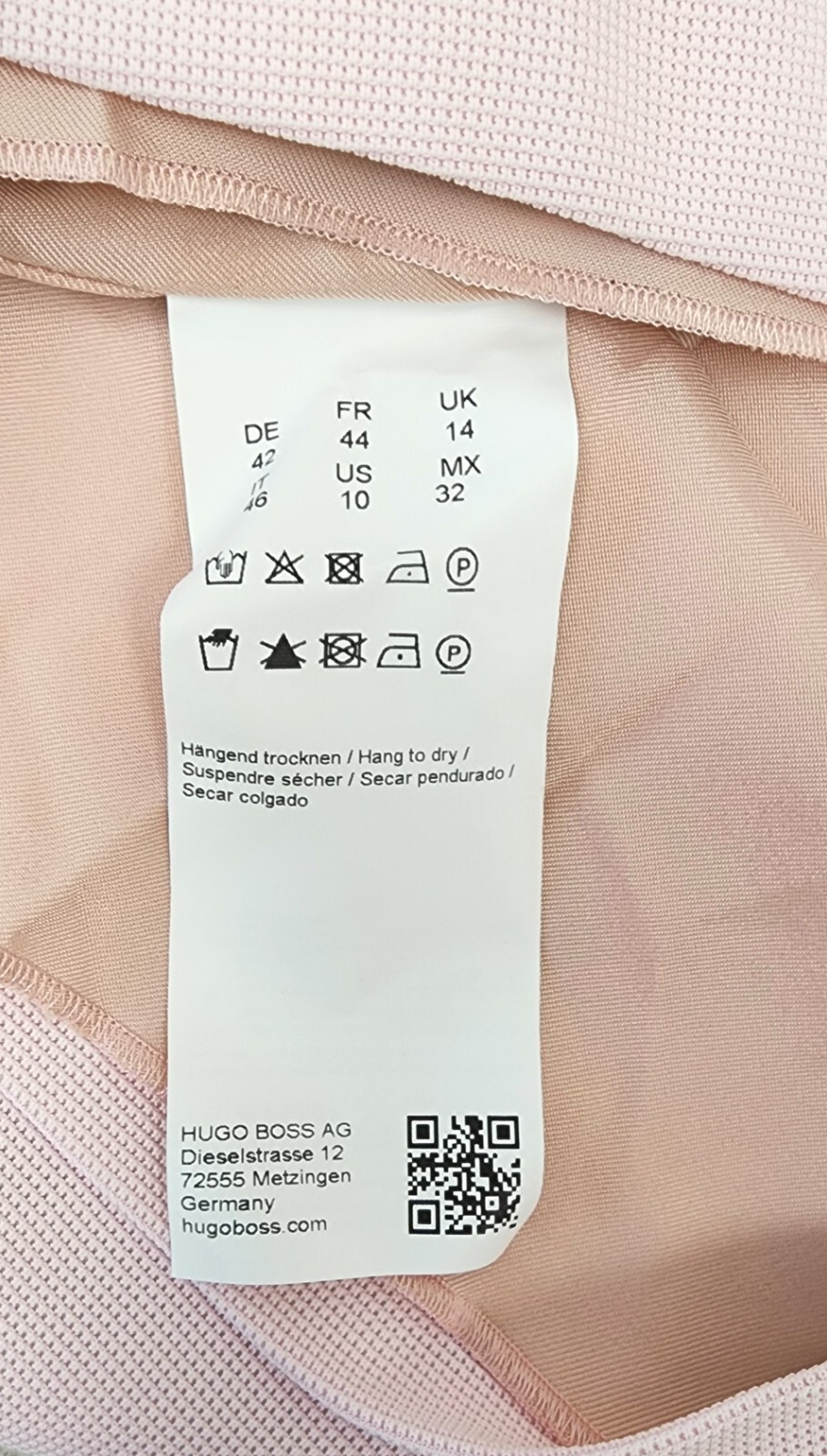 HUGO BOSS Datera Women’s Wrap Front Mini Sheath Dress in Cradle Pink Size US 10
