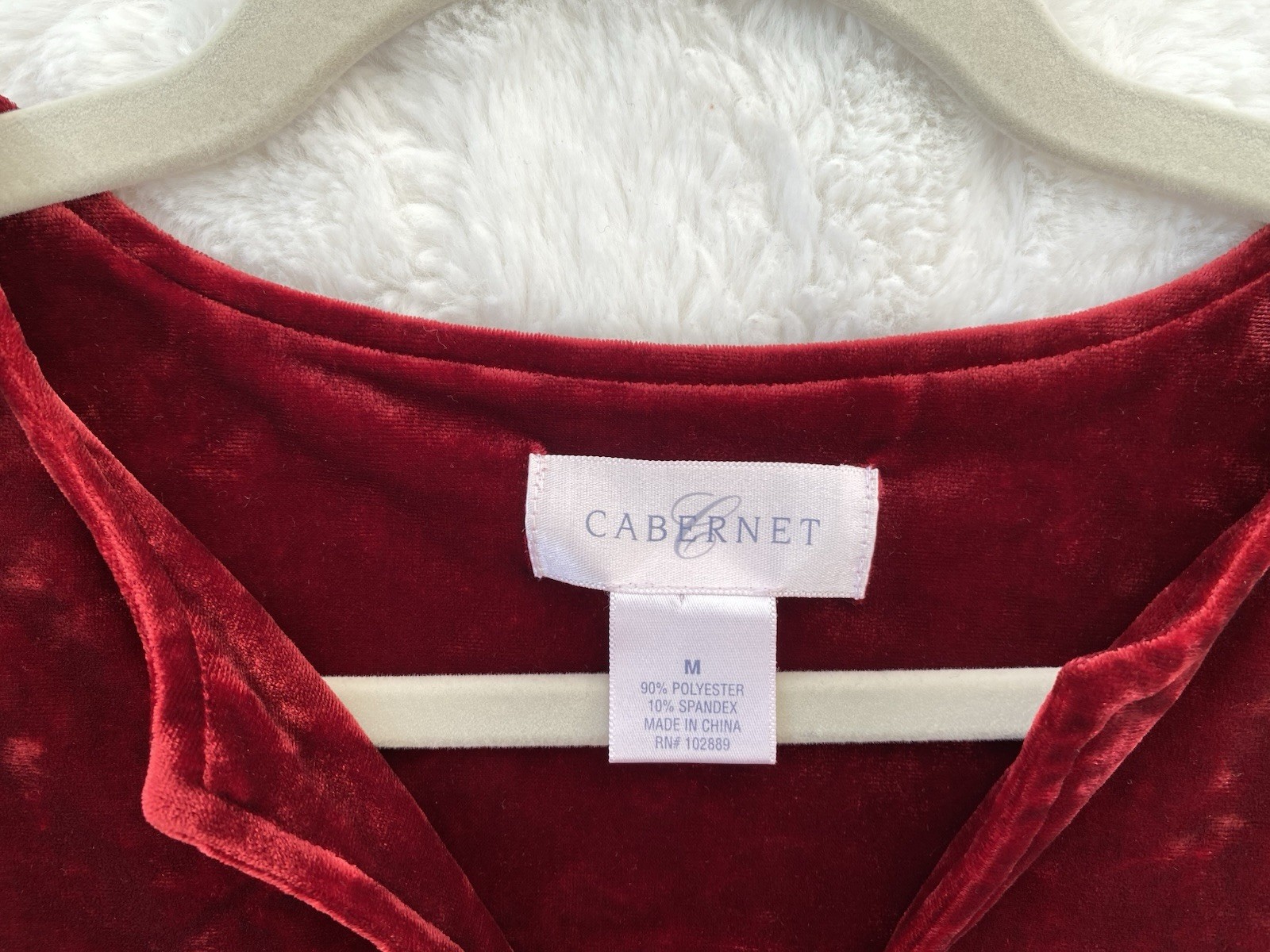 Cabernet Womens Red Crushed Velvet Velour Bell Sleeve House Dress Size Medium