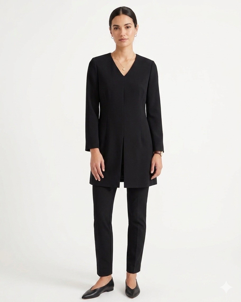 VTG Neiman Marcus Black Tunic Jacket Size 10 90s Y2K Structured Minimalist Blaze