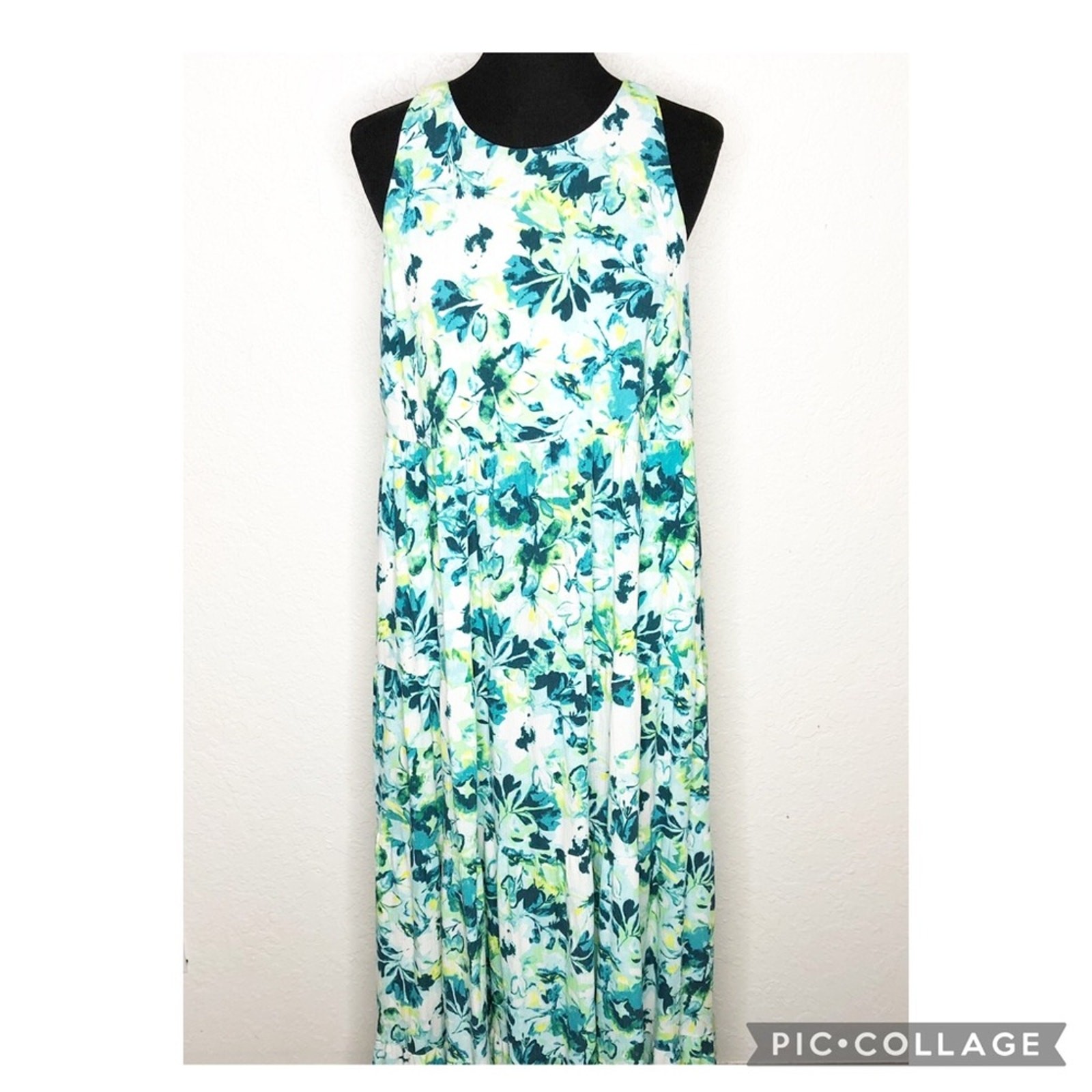 Torrid white green yellow floral sleeveless halter maxi dress size 0 or Large