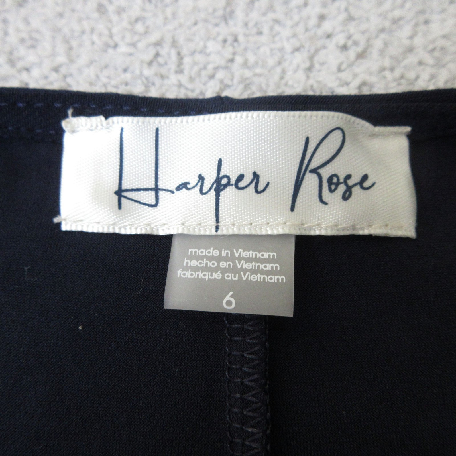 Harper Rose Dress Womens 6 Navy Wrap Ruched Waist Short Sleeve V Neck Midi Dress