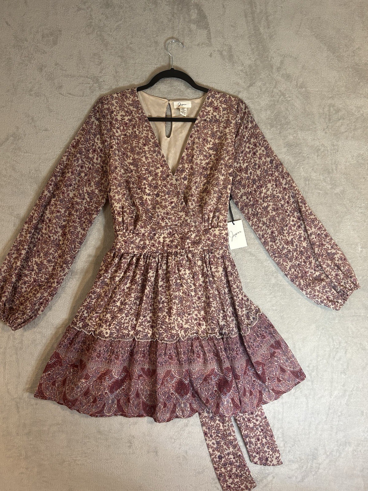 Japna NWT Western Layered Boho Chic Earthy Prairie Ultra-Feminine Mini Dress XS