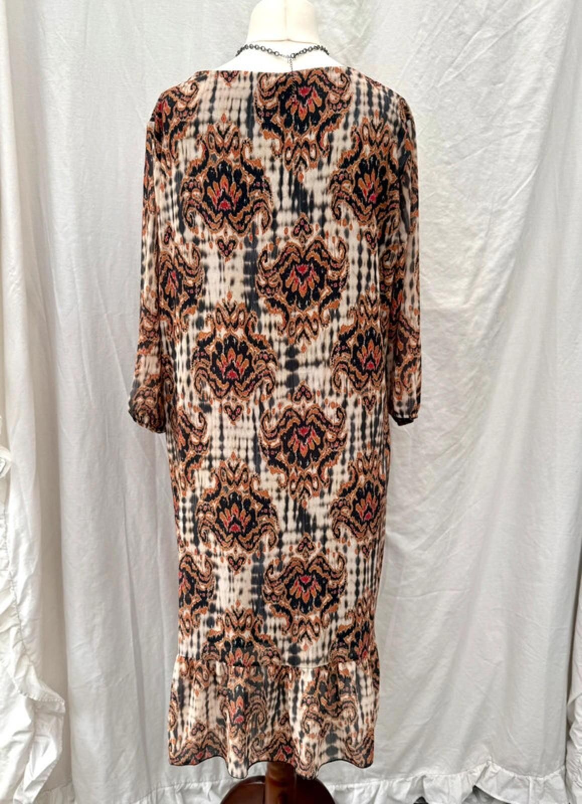 Sunday Boho Print Floaty Ruffle Hem Midi Dress | Size M