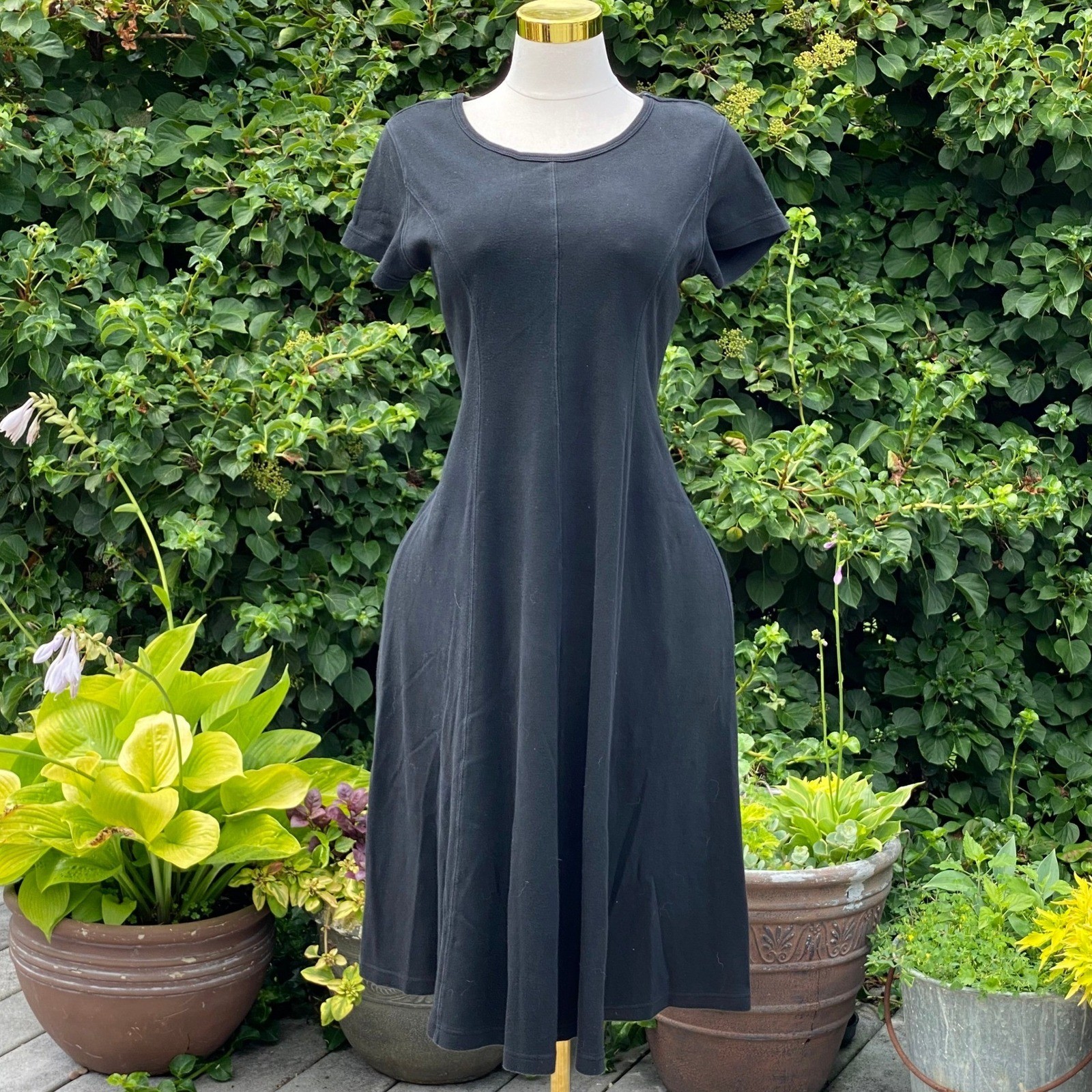 FADS 80s/90s Vintage Minimalist Black Tshirt Midi Dress Quiet Luxury Chic – PM