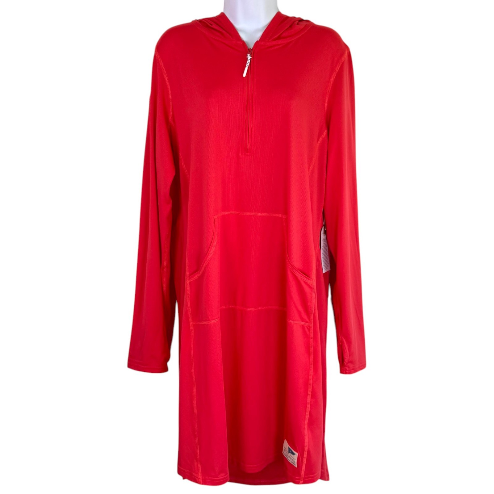 New Bitter End Map Patch Dritek Hoodie Dress Sz XL Coral UPF Beach Coverup BVI