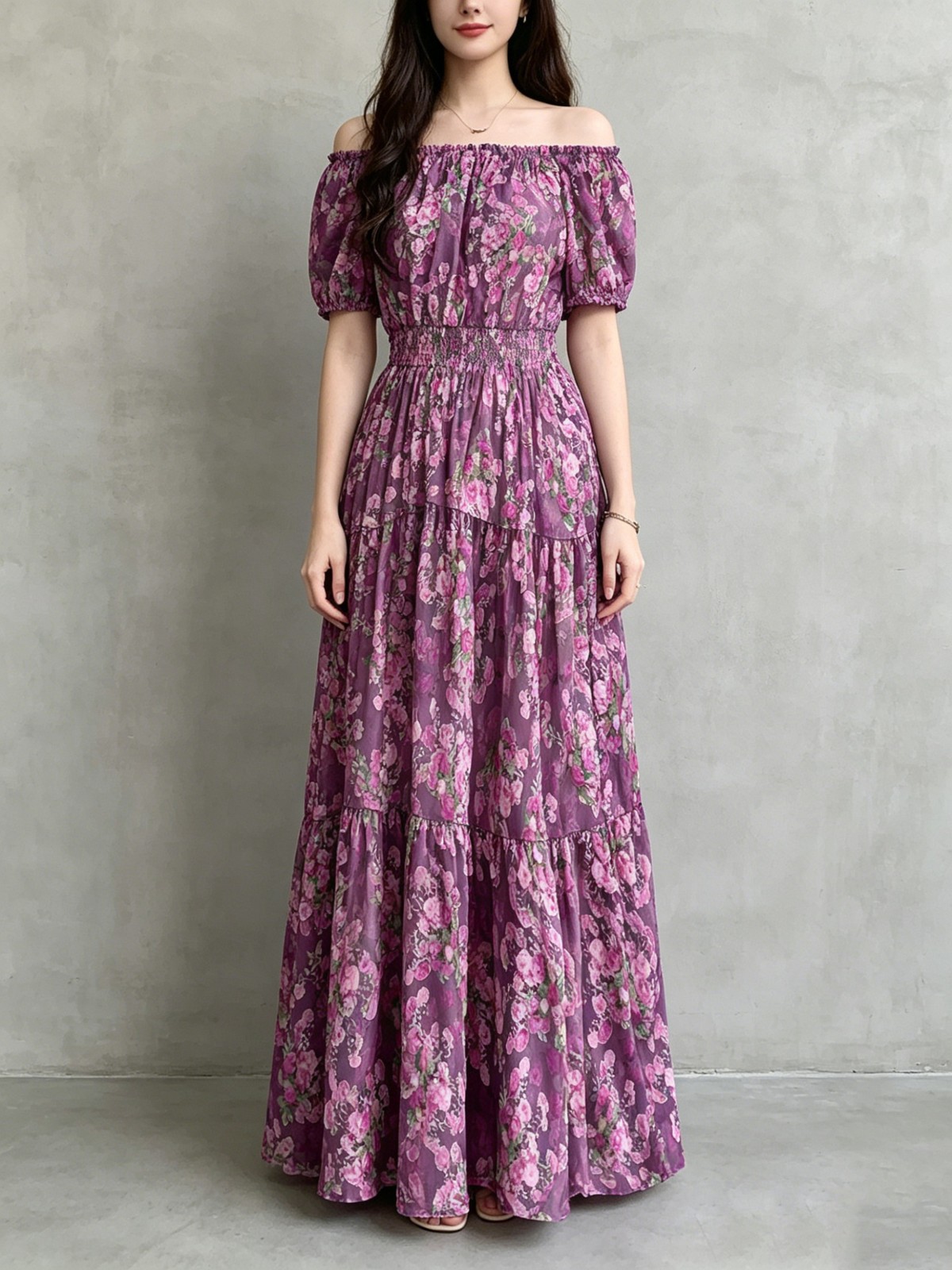 Ladies Elegant Boho Everyday Dress Elastic Waist Stretch Fits Every Body Type
