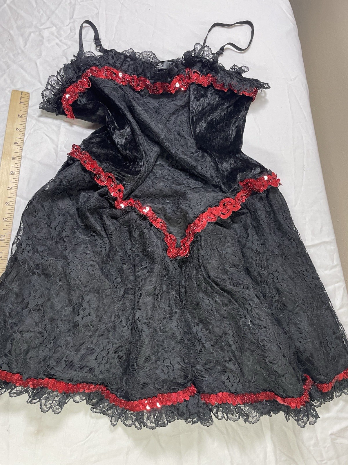 Eternal Made In USA Velvet / Mesh Gothic Dress Sleeveless Size M Black / Red