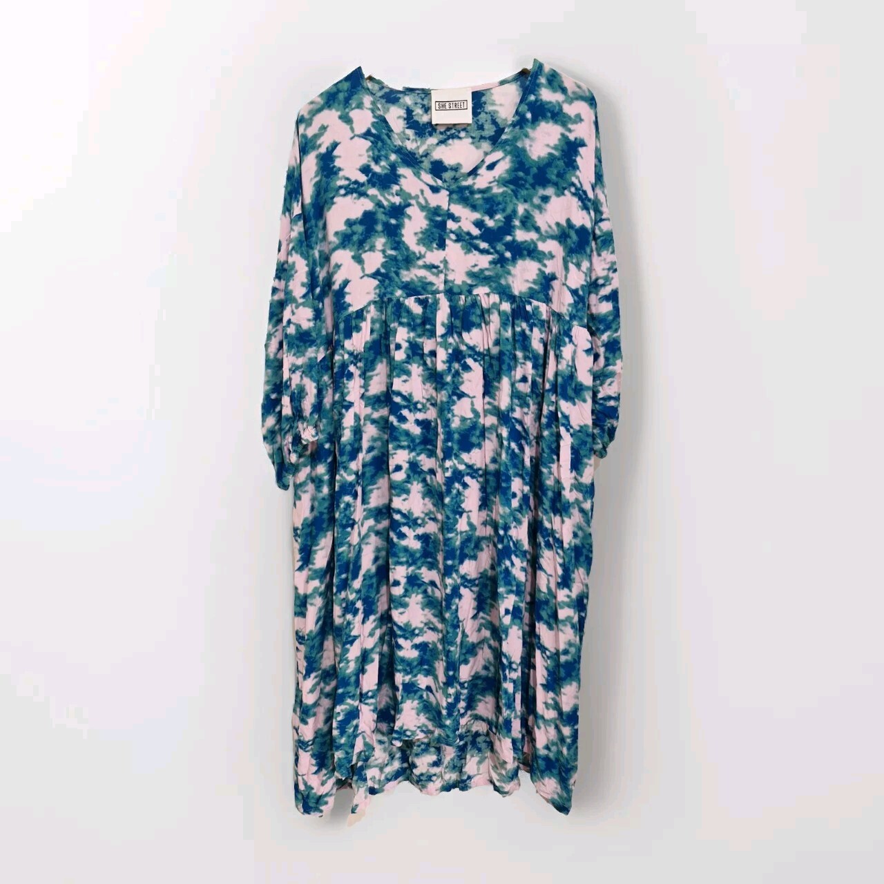 SHE STREET Colourful Print Boho Dress Pink Green Blue Tie Dye Size L One Size