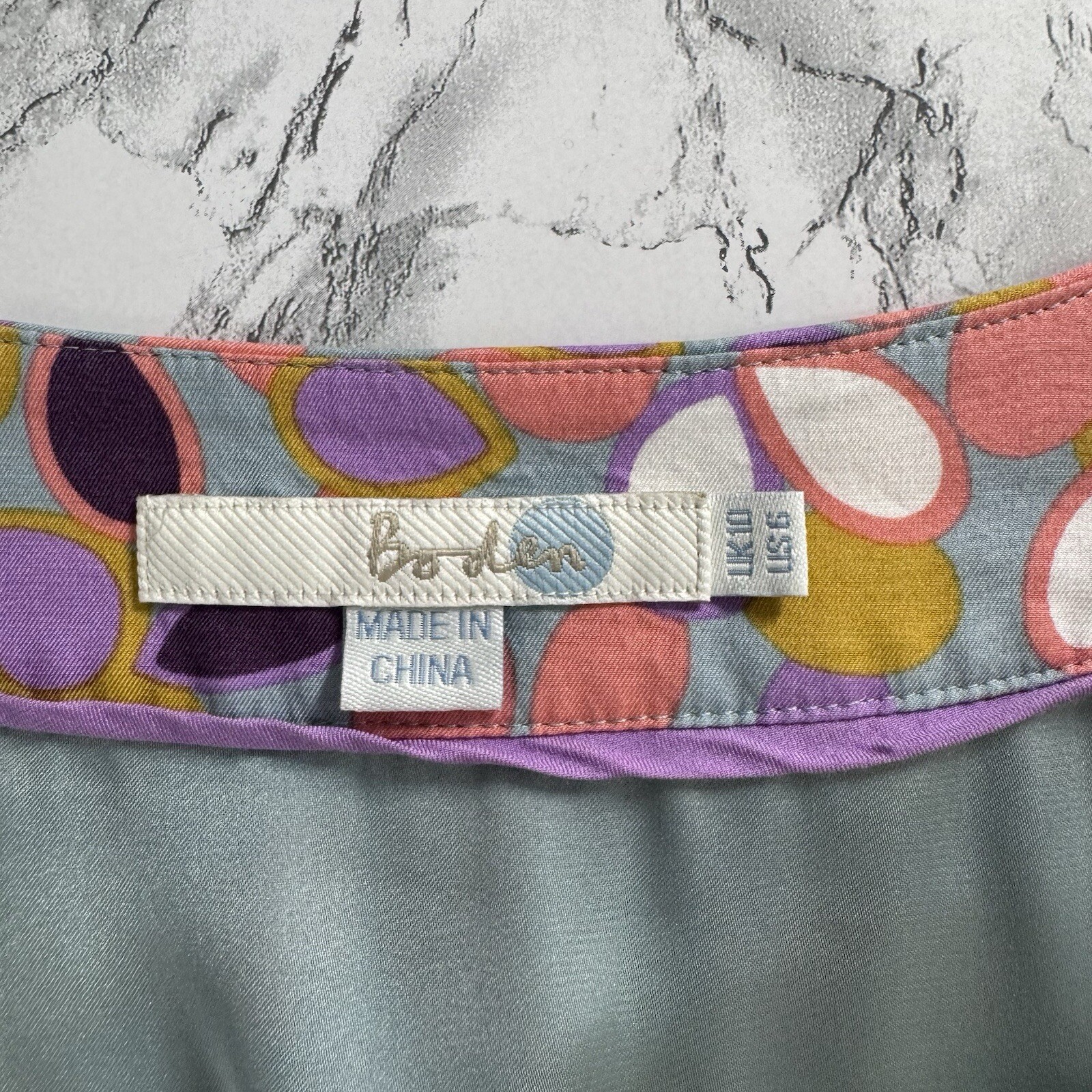 Boden Silk Blend Dress Split Neck Modern Colorful Size 6 Beaded Neckline