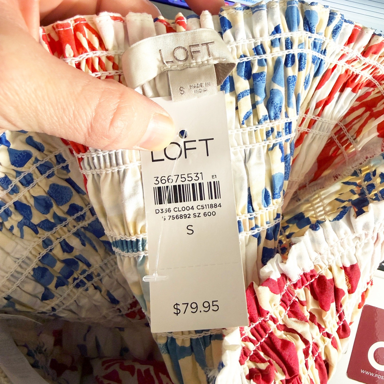 NWT LOFT White/Blue/Red Tropical Fish Print Maxi Strapless Dress Women’s Size S
