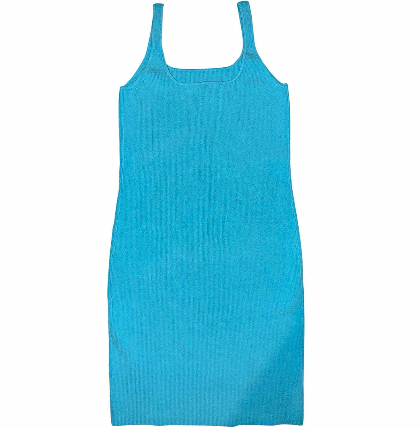 New J.CREW Blue Ribbed Knit Bodycon Tank Dress Square Neck Stretch Straps Size S