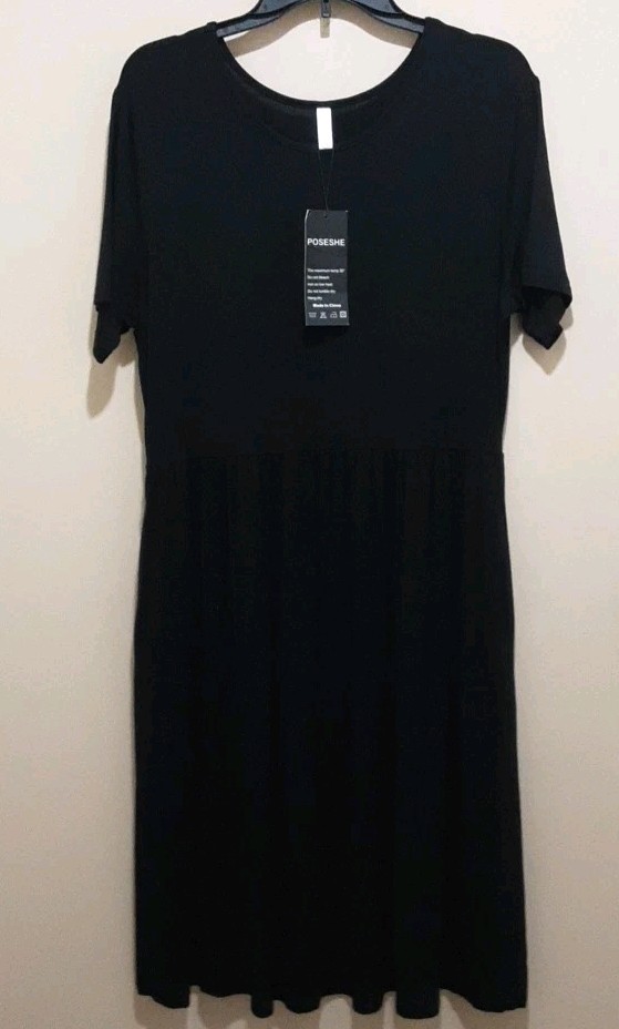 Poseshe Brand Dress With Pockets NWT Women’s Size XL Black