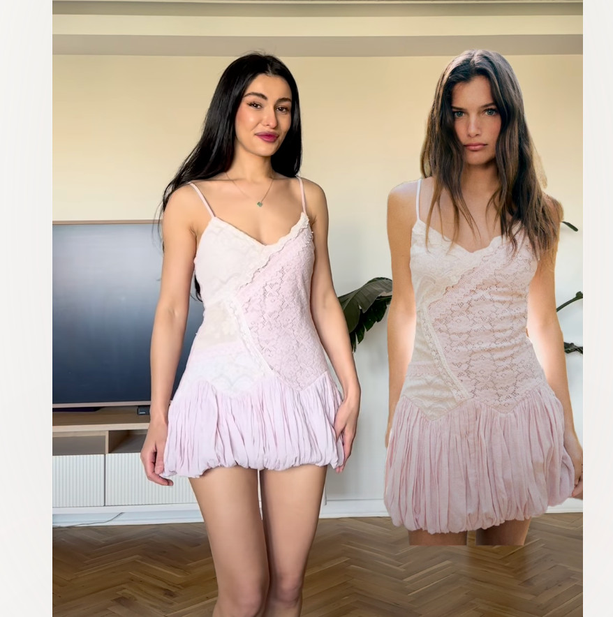 ZARA ZW LACE BUBBLE HEM MINI DRESS LIGHT LILAC 0881/350/656 XS VIRAL SUMMER