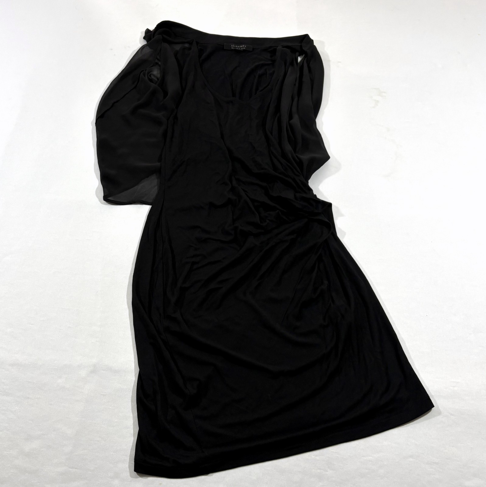All Saints Black Siri Sleeveless Mini Dress Sheath Blouson Cocktail Grunge Sz 4