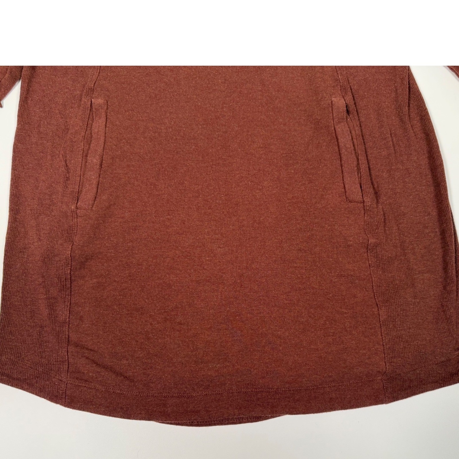 Athleta Large Rust Heathered Modal Tunic Sweatshirt Side Zip Long Sleeve Pockets
