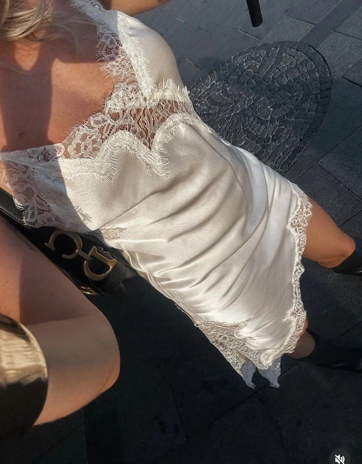 ZARA NEW FW25 ZW COLLECTION ASYMMETRIC LACE DRESS Oyster-white | 5919/200