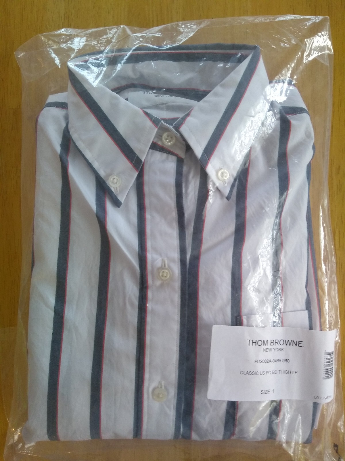 New Thom Browne White Blue Red Broadcloth Thigh Length Cotton Dress TB1 Small
